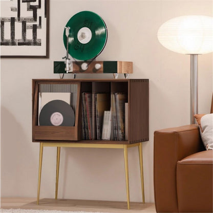 XJOYSL7921 DVD Storage Storage Rack Light Luxury Wooden Vinyl Record Cabinet with Sliding Doors, High Legged Books CD Storage Rack CD Rack Tower