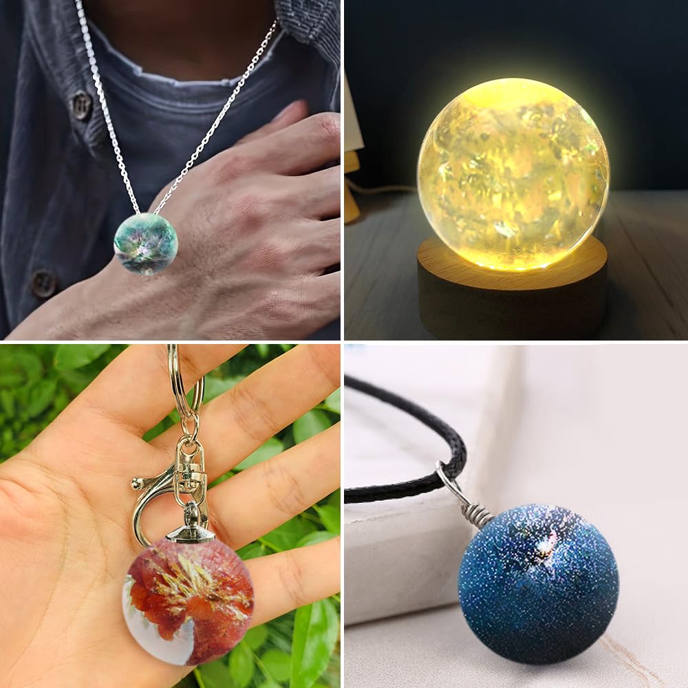 AFUNTA 3 PCS Sphere Resin Molds for Jewelry, 3D Round Ball Silicone Molds for Resin, Universe Spheroid Pendant Casting Molds for Flowers Preservation,Soap,DIY Crafts Making
