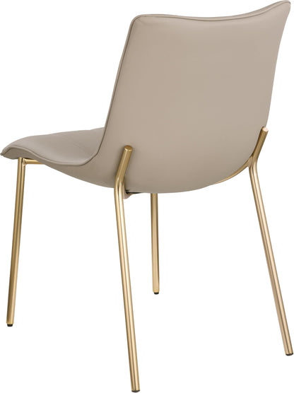 Meridian Furniture 529Taupe-C Isla Collection Modern | Contemporary Vegan Leather Upholstered Dining Chair, Brushed Gold Metal, Channel Tuft On Back, 18.5" W x 22.5" D x 33.5" H, Taupe, Set of 2