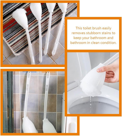 Abaodam White Toilet Brush Cleaners, Soft Toilet Bowl Brush Mop with Long Handle, 4pcs Toilet Scrubber Cleaning Brush