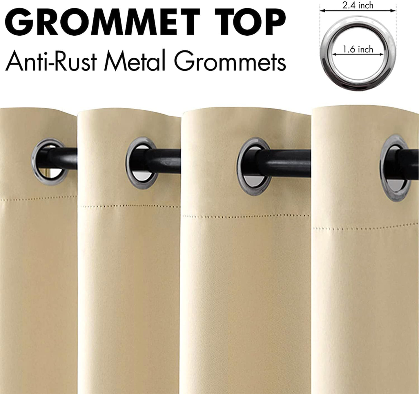 MIULEE Blackout Curtains for Bedroom Living Room, Thermal Insulated Room Darkening Grommet Top Drapery Set of 2