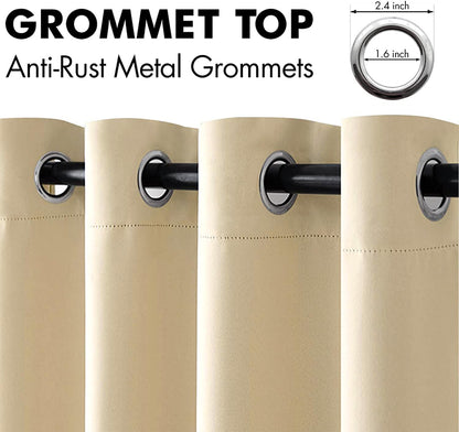 MIULEE Blackout Curtains for Bedroom Living Room, Thermal Insulated Room Darkening Grommet Top Drapery Set of 2