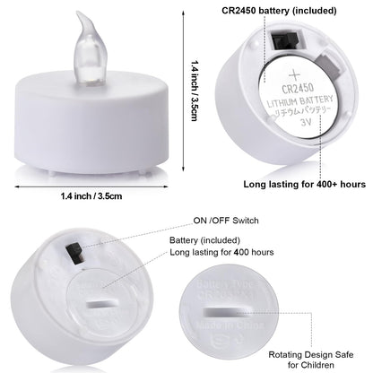 LED Tea Lights with Remote Control: Battery Operated Realistic and Bright Flickering Long Lasting 400+Hours Flameless Candles for Home Decor Holiday Wedding Party Valentine's Day(24Pcs WarmYellow)