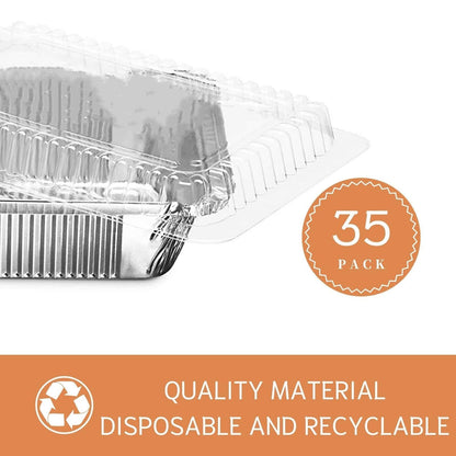 Findful (35 Pack) 8x8 Aluminum Pans with Clear Plastic Lids - Square Baking Cake Pans - Foil Pans with Lids - Disposable Food Containers Great for Cooking, Heating, Storing, Prepping Food