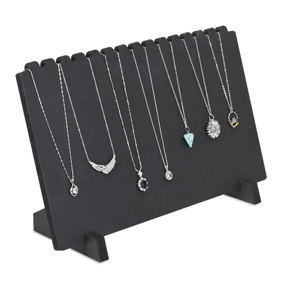 MOOCA Portable Wooden Plank Necklace Jewelry Stand for 15 Necklaces, Wood Plank Storage Holder, Jewelry Display Stand, Black Color