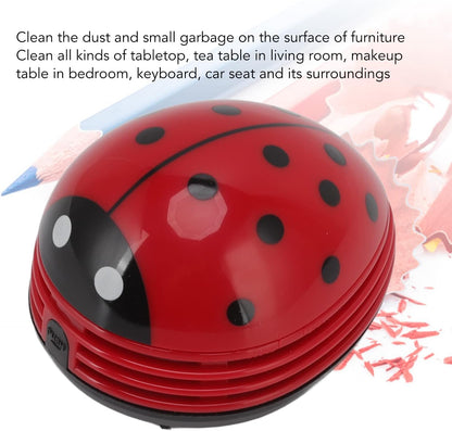 Mini Desktop Vacuum Cleaner Cartoon Ladybug Sweeper Handheld Vacuum for Cute Red Ladybird Shape