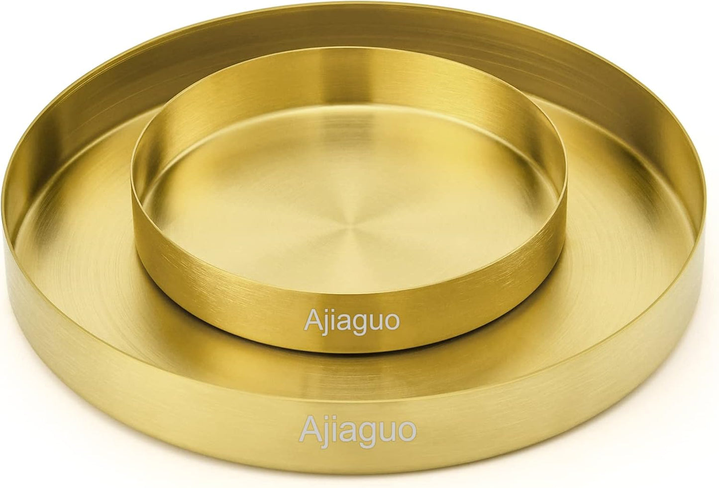 Ajiaguo Counter (5" 8" 1.1" Gold Tray Round Serving Platter - Metal Decorative Plate for Bar Club Lounge Coffee Table