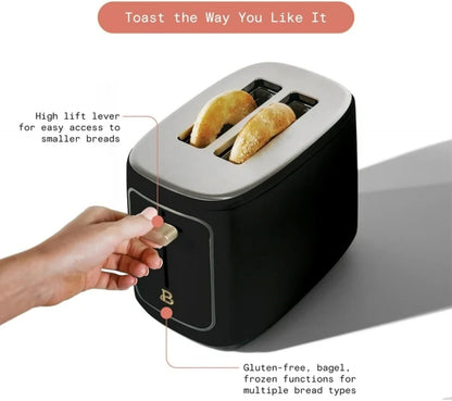 Skiennix 2-Slice Digital Toaster - Touch Control Panel, Adjustable Shade, Wide Openings | Black