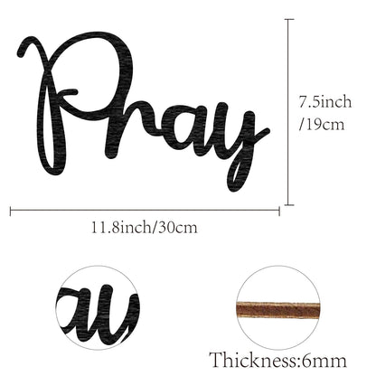 CREATCABIN Pray Wooden Sign Word Wood Cutout Decorative Unfinished Letter Ornaments Laser Cut Wall Art Sculpture for Wreath Home Apartment Farmhouse Porch Party Decoration Painting Crafts 11.8x7.5in