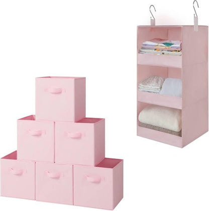 Granny Says Cube Storage Bins - 6-Pack with Hanging Organizer for Efficient Space Saving