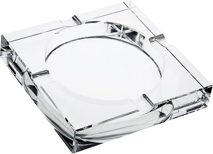Juvale Glass Crystal Ashtray with 4 Slots for Cigars - Luxury Square Cigarette Holder for Home, Office, Desk (7 x 7 x