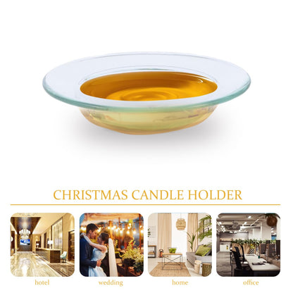 HOMSFOU 2pcs Replacement Round Clear Glass Dish, Wax Melt Candle Plate Tray Lid for Aroma Lamp, Electric Oil Tart Warmer