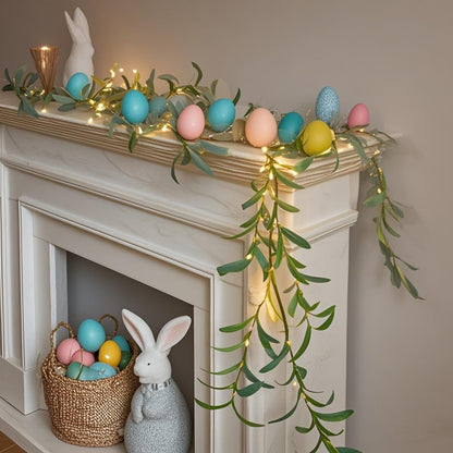 6FT 96 Hairui Lighted Artificial Olive Garland LED Fairy Lights Battery Operated, Faux Vine Lights with Timer