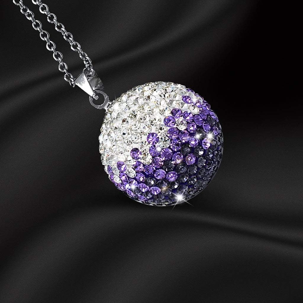Rear View Mirror Bling Crystal Ball Charms, Purple Car Accessories for Women