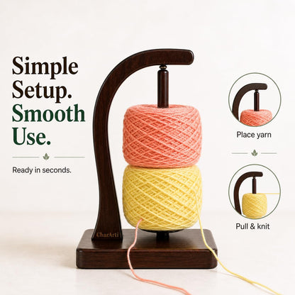 ClarArti - Magnetic Yarn Holder for Crocheting & Knitting – Wooden Yarn Spinner, Yarn Ball Holder, Yarn Holder for Crocheting, 360° Smooth Rotation, Holds 2 Skeins up to 500g
