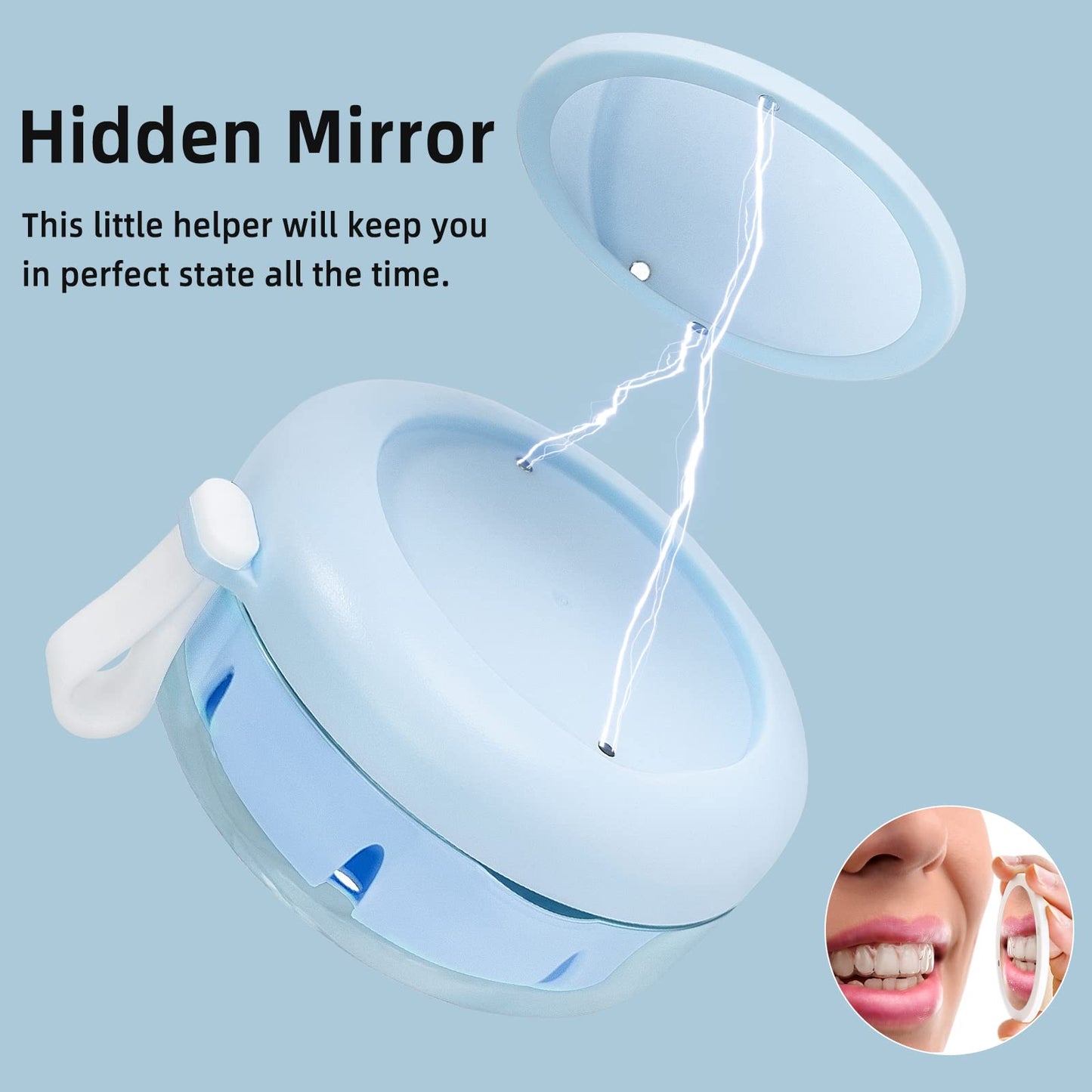 Netceem Leak Proof Denture Cup Kit Portable Retainer Case Perfect for Travel, Denture Case Container Cleaning Care for Dentures Aligner Mouth Guard with Denture Brush,Strainer, Removal Tool and Mirror