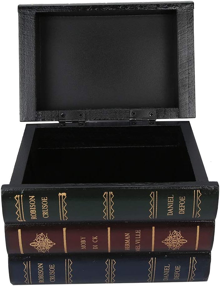 Wooden Jewelry Box, Book Shaped Storage Case, Antique Fake Books Decor for Home Office Car Decoration