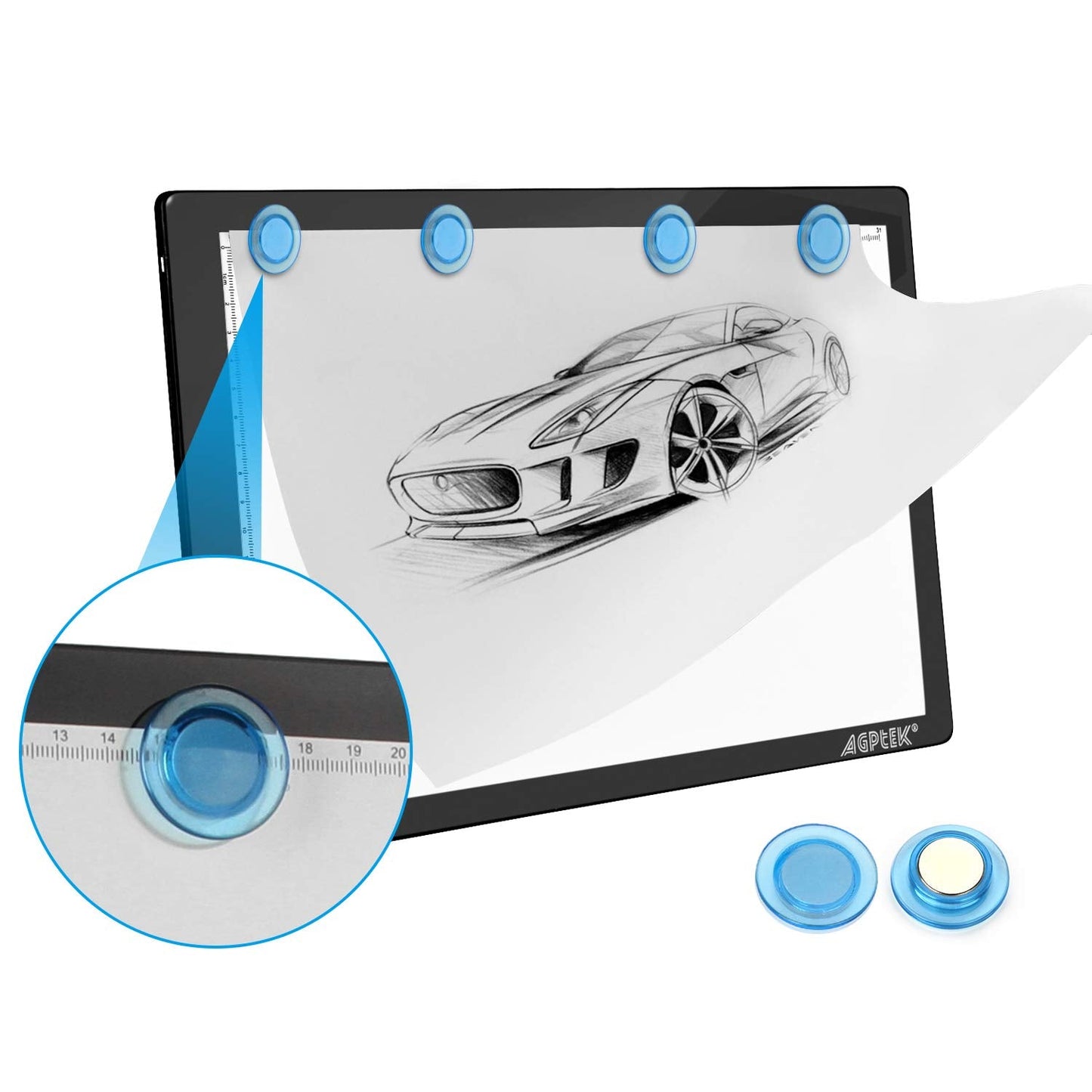 Light Box,Magnetic A4 Light Pad LED Tracing Light Board Physical Buttons Control USB Powered Ultra-thin Dimmable Brightness for Diamond Painting Tatoo Pad Animation,Sketching,Stencilling X-ray Viewing