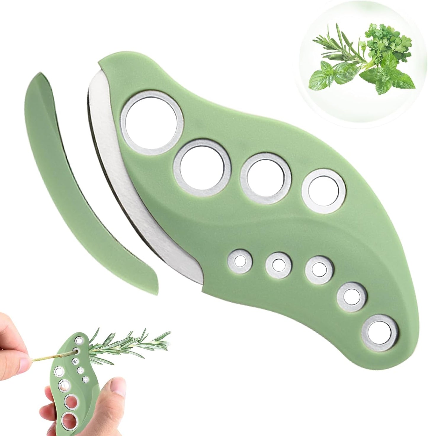 Generic 9 Herb Stripper Tool Holes with Herb Cutter, Herb Stripper Cutter Tool, Stainless Steel Kitchen Herbs Leaf