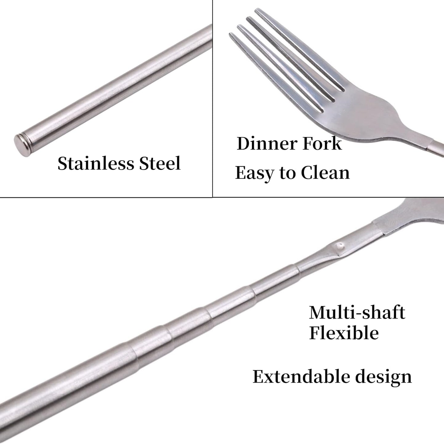 5Pcs Stainless Steel BBQ Telescopic Forks, 8.7-25.4 Inch Long Handle Cutlery for Barbecue, Toasting, Dinner