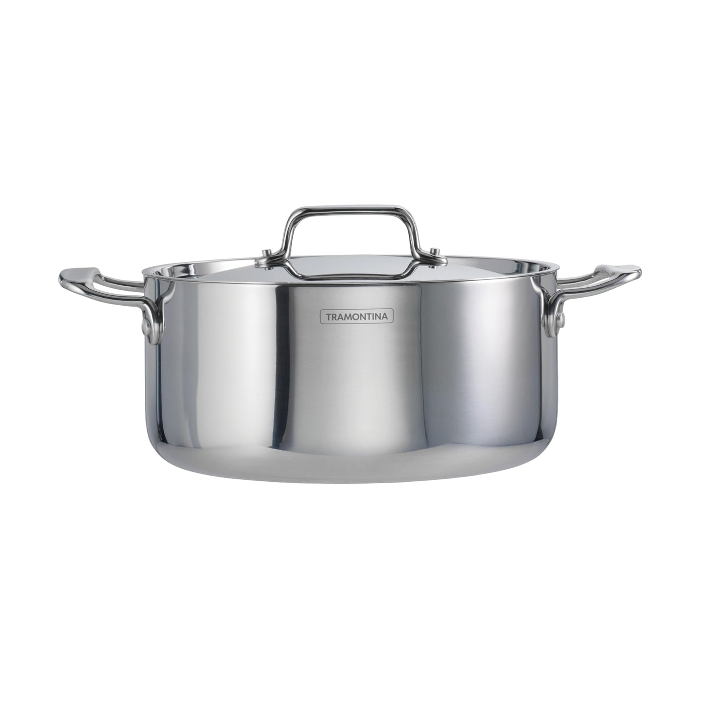 Tramontina Utsava Tri-Ply Clad Stainless Steel 5-Quart Casserole with Lid and Ceramic Non Stick Interior, Induction-Ready Dutch Oven Pot