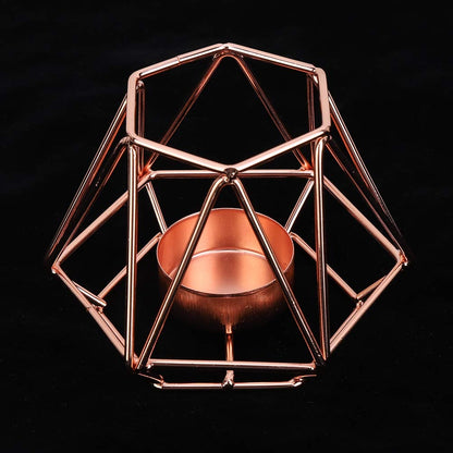 Geometric Tealight Candle Holders Gold, Metal Design Tea Light Votive Holders, Iron Hollow Candlestick for Art Decor