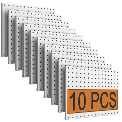 PBHEPJ 10 Pcs Metal Pegboard Panels, Heavy Duty Peg Boards for Garage and Garden Tool Storage, Includes Drywall Anchors and Screws Kits, White (10 pcs 16in x 12in)
