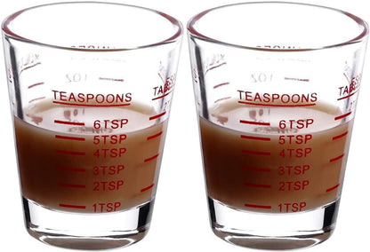 Shot Glass Measure Cup, Acrylic, Incremental Measurements, 1 oz, 6 tsp, 2 Tbl, 30 ml, Kitchen Tool, Red