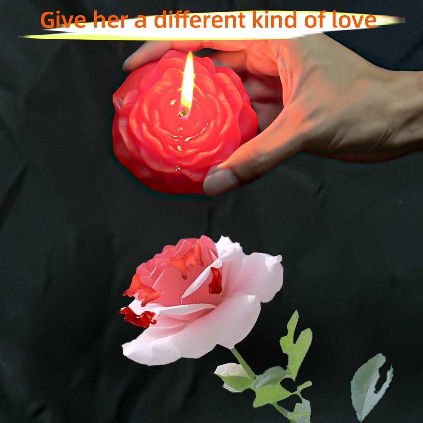 YGOJKE Low Temperature Candles,Romantic Wax Play Candles Low Heat for Lovers Couples Heart Rose Scented Luminous Adult