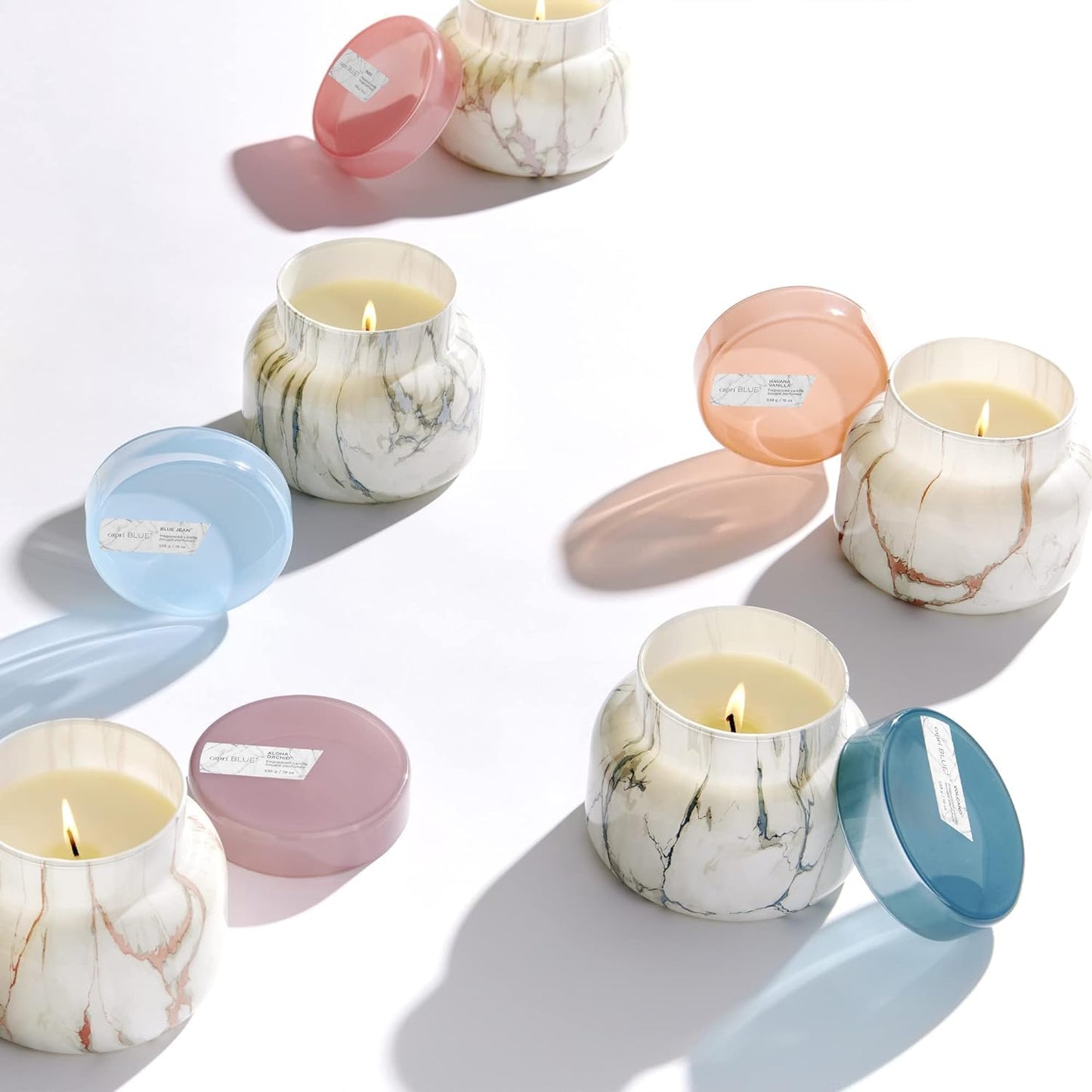 Capri Blue Modern Marble Jar Candles - Luxury Scented Candles for Home - Long Lasting Soy Wax Blend - Scented Home Decor Gifts - Havana Vanilla (8 oz)