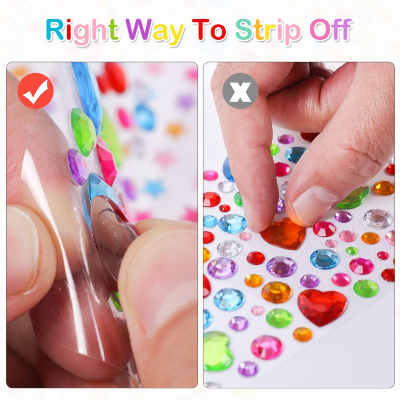 2774pcs Gem Stickers Jewels for Crafts - Self Adhesive Rhinestone Jewel Stickers, Stick on Gems Rhinestones for Crafts, Acrylic Bling Heart Stickers, Craft Supplies for Kids