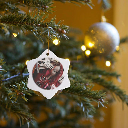 3dRose Day of the Dead Skeletons, Santa Fe, New Mexico - US32 JMR0290 - Julien McRoberts 3 inch Snowflake Porcelain Ornament