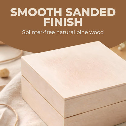 Fun Express 3" x 3" x 2" DIY Unfinished Wooden Trinket Boxes, Plain Wood Craft Boxes with Lids for Painting, Gifts & Storage, 12 Pack