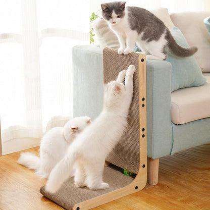Familypoint Cat Scratcher, Cat Scratching Post, Cardboard Cat Scratching Board with Ball Toy, Large Vertical L Shape Cat Scratcher Scratch Pads Toys for Indoor Cats, Catnip