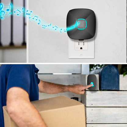 Doorbell, Lovin Product Waterproof Wireless Doorbell Chime Kit with 36 Chimes, Adjustable Volume; 1000feet Operating, with Sound LED Flash Door Bell for Home (1 Receiver x 1 Push Button)