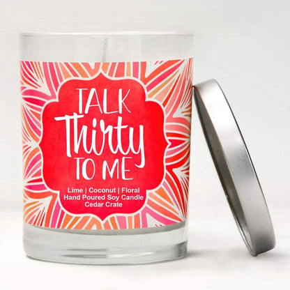 30th Birthday Candles for Her, Talk Thirty to Me, Gifts for Women, 100% Soy Wax, Made in USA, Sister Bestie