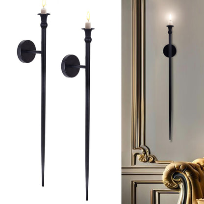 Candle Sconces Long Wall Candle Holder - 33" H Set of 2 Black Long Wall Candle Sconce Retro Chic Wall Sconces Candle Holder Decoration for Dining Room, Living Room, Office, Bathroom