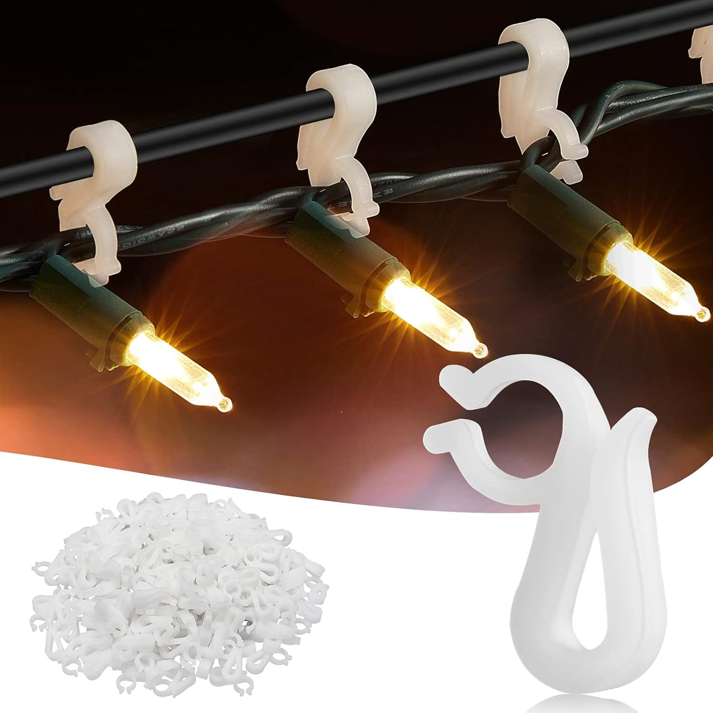 200 Pack C9 C7 Brightown Christmas Light Clips Outdoor, Mini Gutter & Shingle Clips for Hanging Christmas String