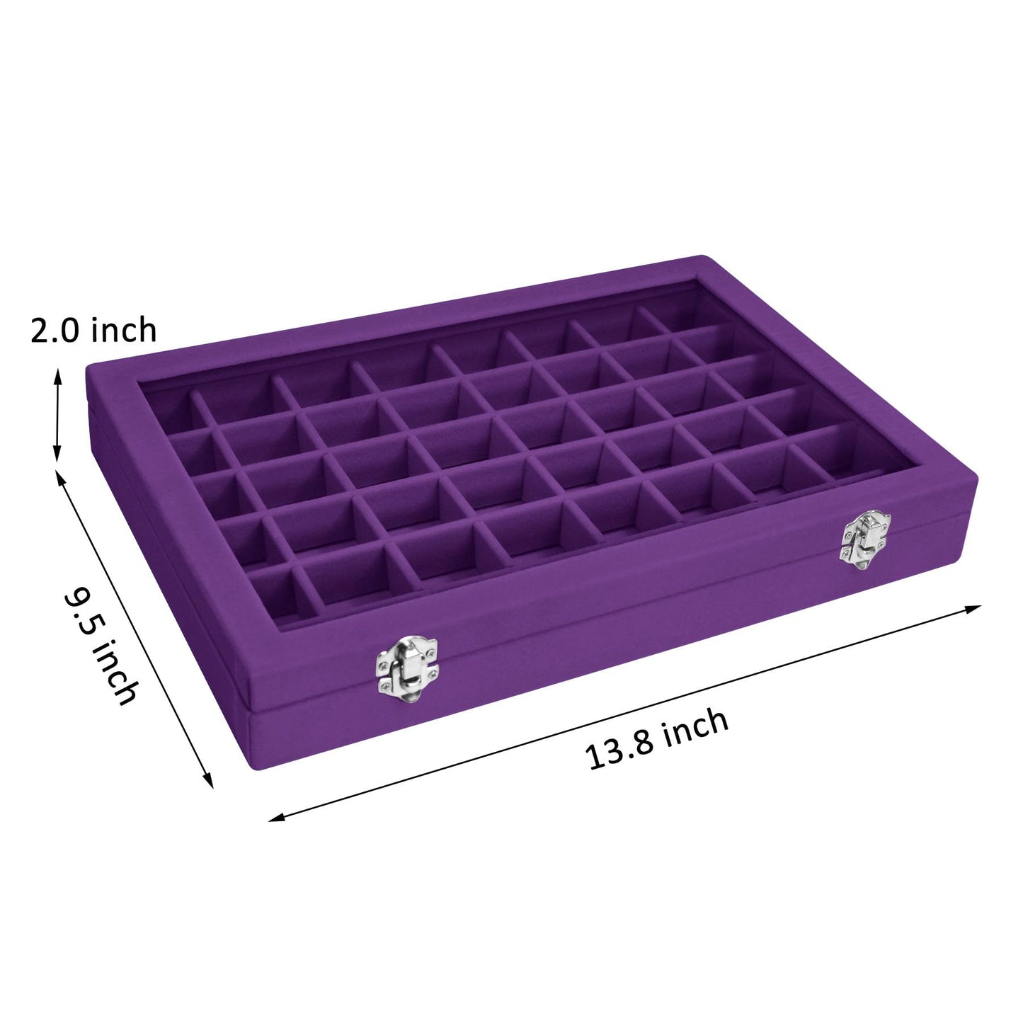 Vicoter Velvet Jewelry Tray 48 Compartments Jewelry Display Organizer with Transparent Cover Rings, Earrings, Necklaces, Pendants Storage Box for Girls, Wives, Mothers, Women