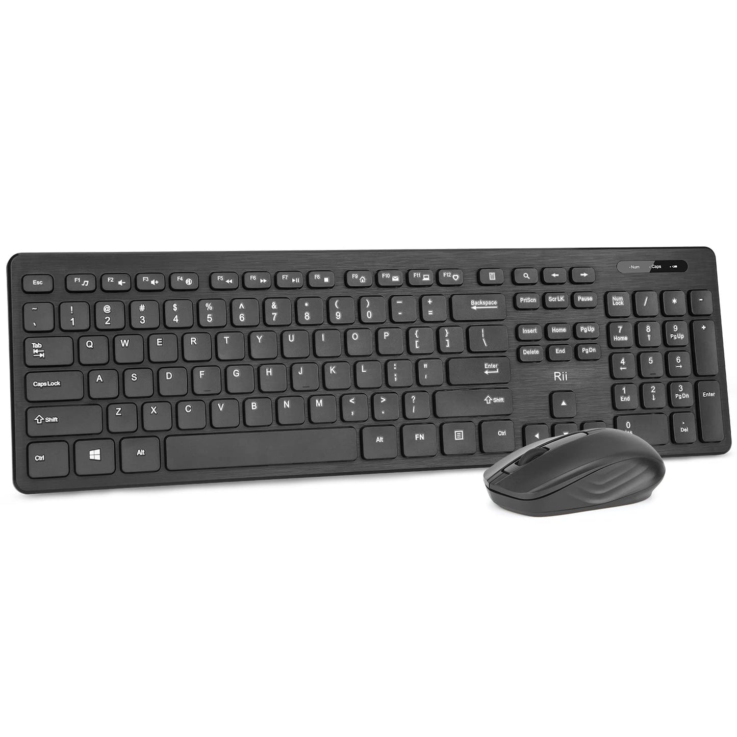 Wireless Keyboard and Mouse Combo - Rii Standard Office PC Keyboard and Optical Wireless Mice (Black)