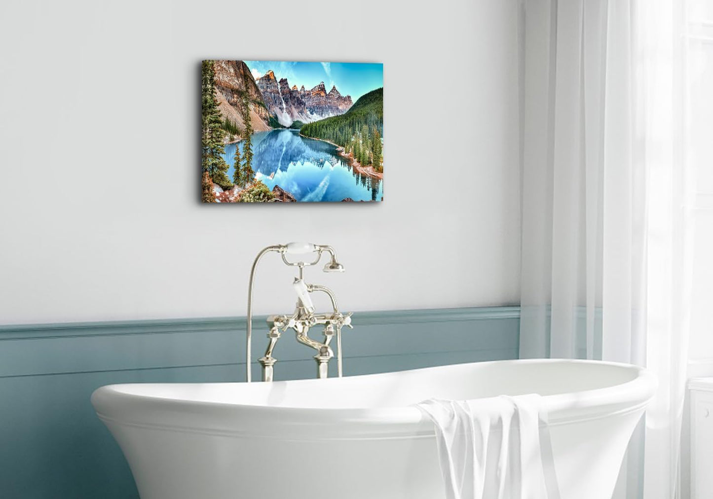 Colorado Wall Art, Banff Mountain Moraine Lake National Park Photo Canvas Prints, 12x16” Framed Pictures