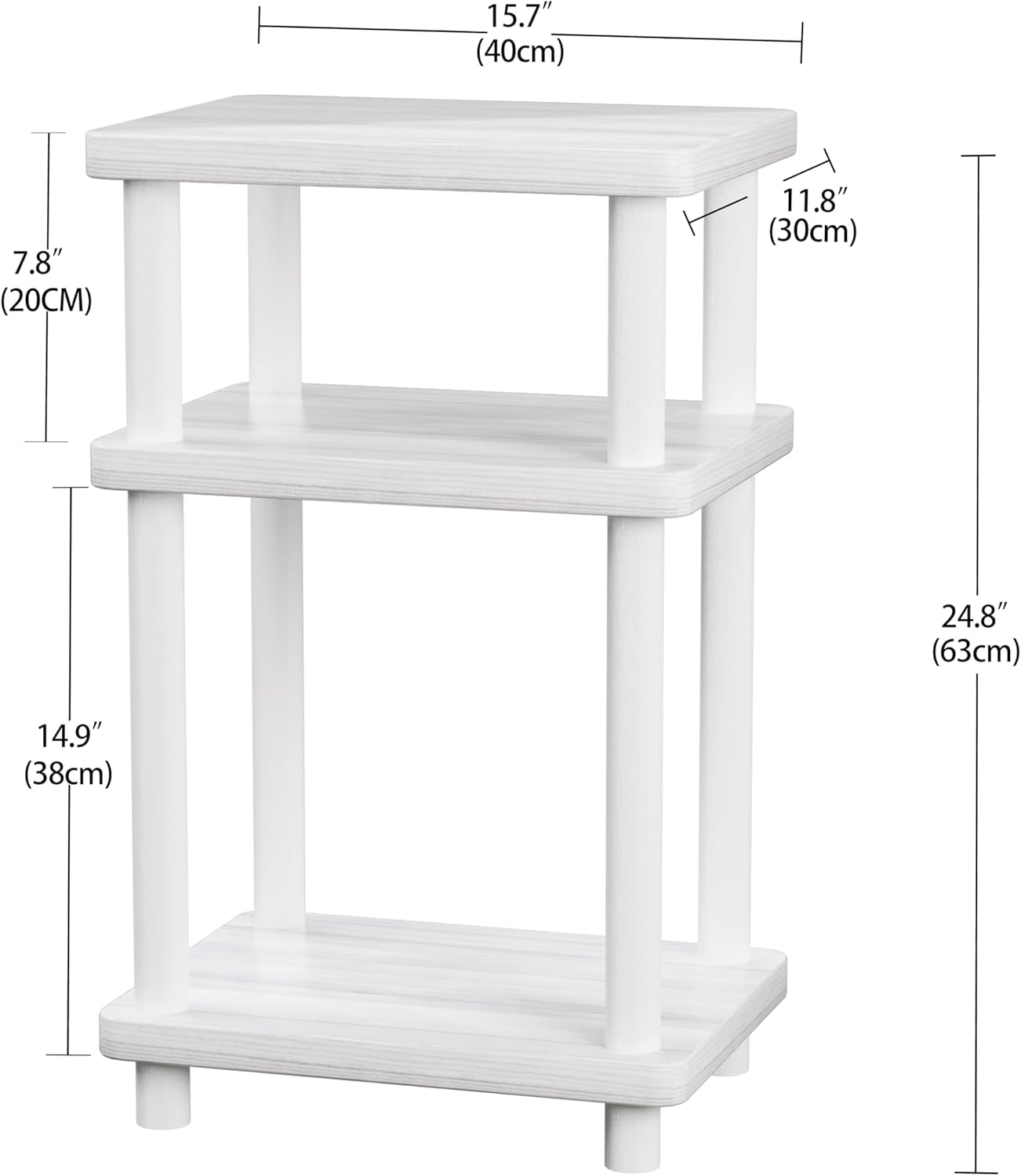 DALEMHOME 3 Solid Wood Tier End Table, Side Table Sofa Couch Table for Living Room, Night Stand Storage Shelf