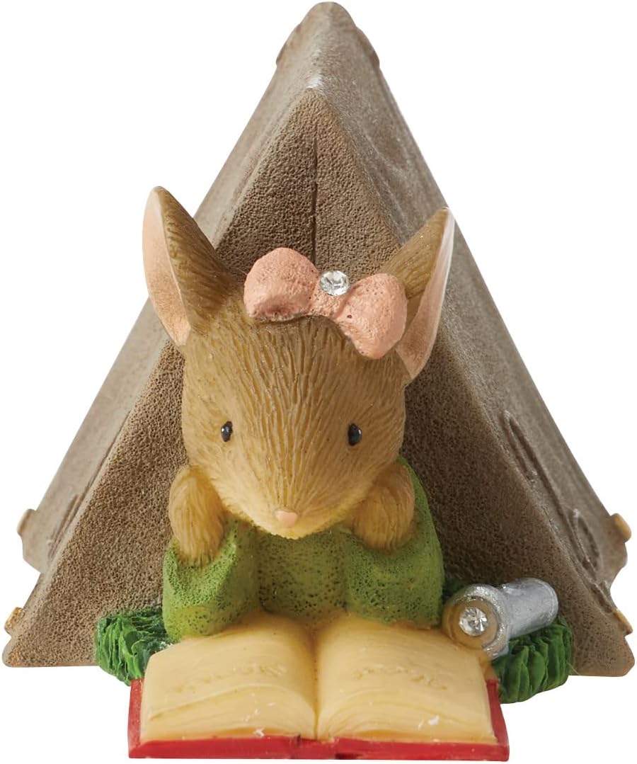 Enesco Tails with Heart Happy Camper Ghost Story Mouse Miniature Figurine, 1.54 Inch, Multicolor