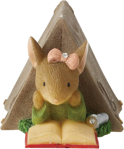 Enesco Tails with Heart Happy Camper Ghost Story Mouse Miniature Figurine, 1.54 Inch, Multicolor