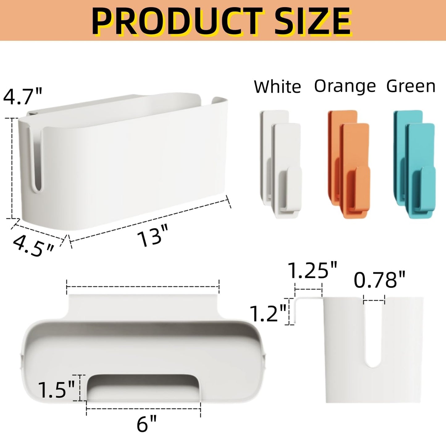 11 Lbs 5 Bedside Organizer Caddy Hanging, Plastic, Green, / Kg Capacity, Elegant Style, Space-Saving, Rectangular
