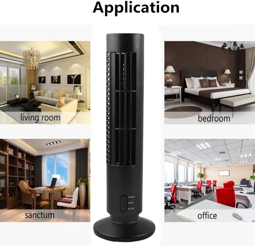 Portable Air Cooler, Vertical Bladeless Fan, USB Desktop Air Conditioner Mini Cooling Tower for Home Office (Black)