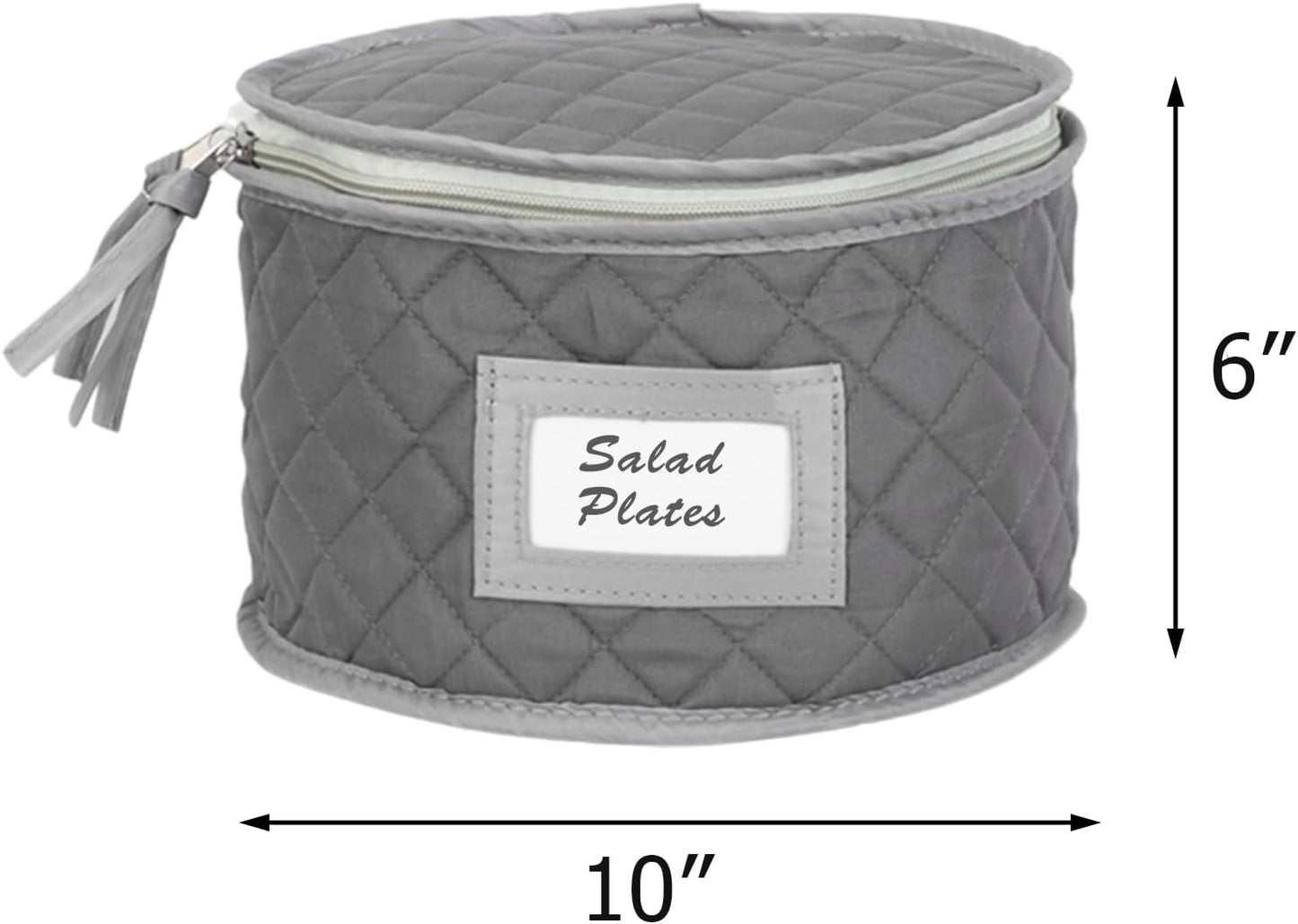 Gray China Storage Case for Salad Plates, 10" W x 6" H, Includes 12 Felt Separators, Stackable with Padded Interior