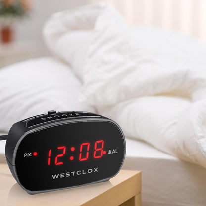 Westclox Simple Digital Alarm Clock with LED Display, Easy to Operate (Single Alarm)