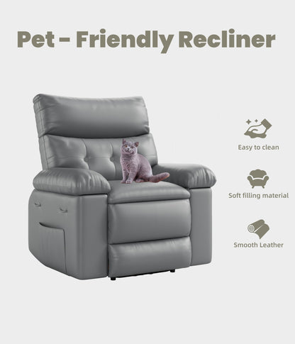 GarveeHome Recliner Chair - PU Leather Manual Recliner for Adults, Lazy Chair with 1.5X Sponge Comfort Arm and Back for Living Room, Bedroom
