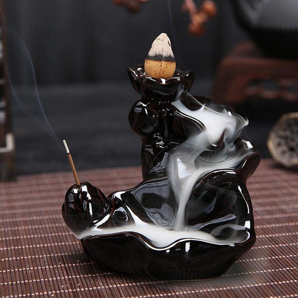 AUNMAS Ceramic Glaze Incense Holder - Backflow Step Up Incense Stand for Home Office Decor